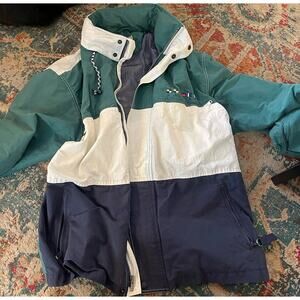 LL Bean Zippered Jacket/Coat Nautical Block Flag Vintage Mens Extra Large